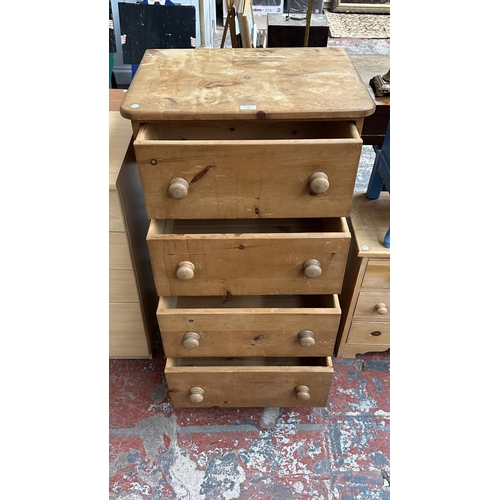 136 - A Victorian style pine chest of drawers - approx. 108cm high x 62cm wide x 46cm deep