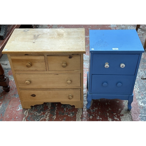 137 - Two chests of drawers, one blue painted - approx. 60cm high x 38cm wide x 31cm deep and one Victoria... 