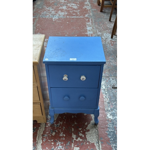 137 - Two chests of drawers, one blue painted - approx. 60cm high x 38cm wide x 31cm deep and one Victoria... 