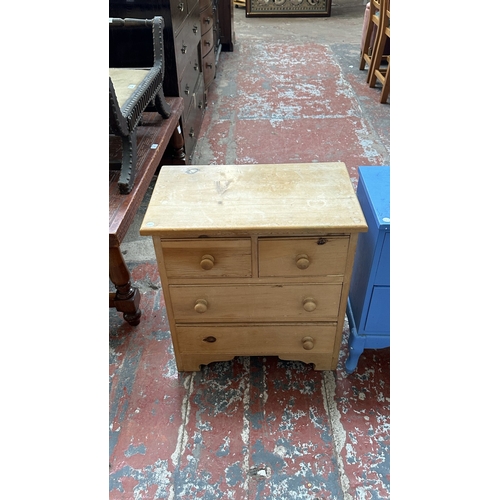 137 - Two chests of drawers, one blue painted - approx. 60cm high x 38cm wide x 31cm deep and one Victoria... 