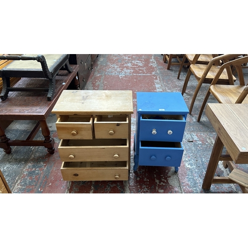 137 - Two chests of drawers, one blue painted - approx. 60cm high x 38cm wide x 31cm deep and one Victoria... 