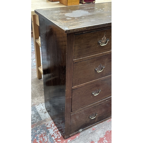 141 - A late 19th/early 20th century oak chest of drawers - approx. 95cm high x 106cm wide x 45cm deep
