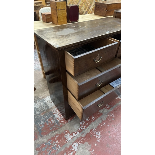141 - A late 19th/early 20th century oak chest of drawers - approx. 95cm high x 106cm wide x 45cm deep