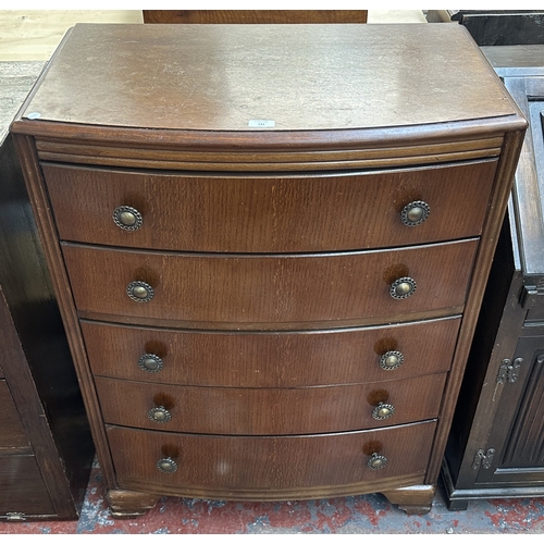 143 - A mid 20th century Lebus Furniture oak chest of drawers - approx. 102cm high x 77cm wide x 45cm deep