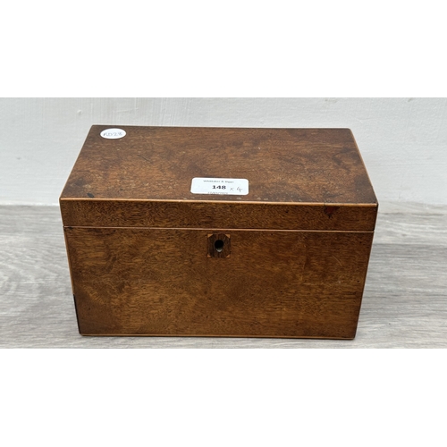 148 - Four items, one Chinese red lacquered wooden jewellery cabinet with brass decoration and carved cork... 