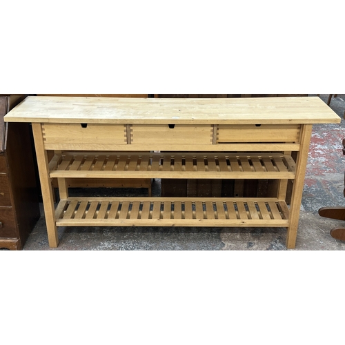 149 - An IKEA birch wood kitchen island/sideboard - approx. 90cm high x 188cm wide x 43cm deep