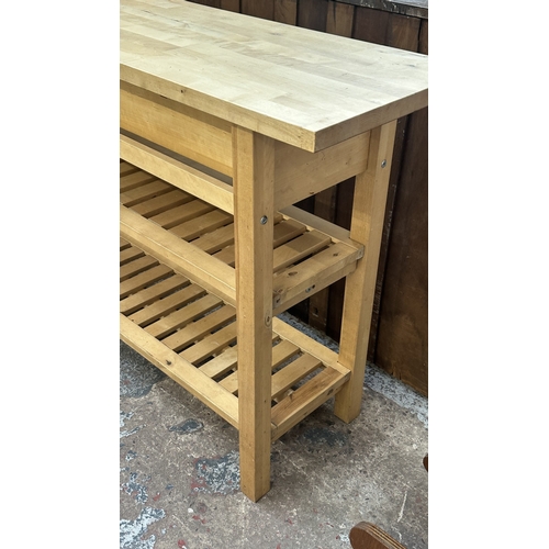 149 - An IKEA birch wood kitchen island/sideboard - approx. 90cm high x 188cm wide x 43cm deep