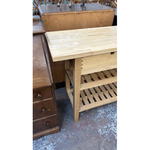 149 - An IKEA birch wood kitchen island/sideboard - approx. 90cm high x 188cm wide x 43cm deep