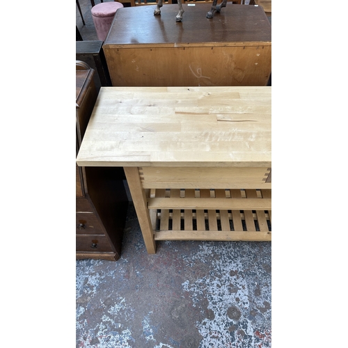 149 - An IKEA birch wood kitchen island/sideboard - approx. 90cm high x 188cm wide x 43cm deep