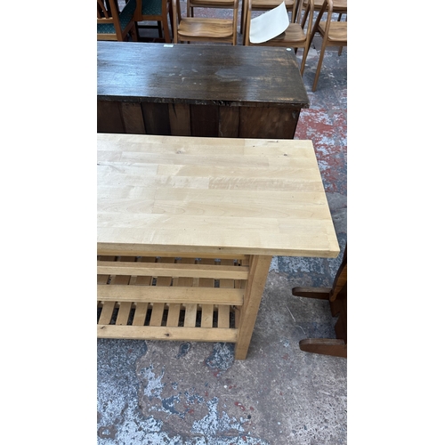 149 - An IKEA birch wood kitchen island/sideboard - approx. 90cm high x 188cm wide x 43cm deep