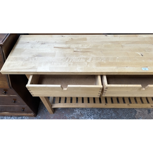 149 - An IKEA birch wood kitchen island/sideboard - approx. 90cm high x 188cm wide x 43cm deep