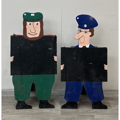 156 - Two painted wooden folding chalkboard signs, one Postman Pat and one other - largest approx. 114cm h... 
