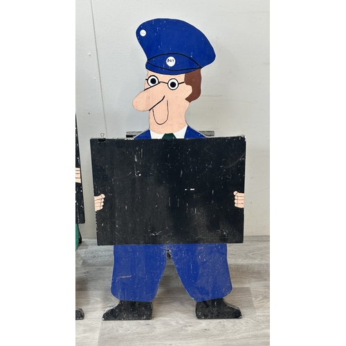 156 - Two painted wooden folding chalkboard signs, one Postman Pat and one other - largest approx. 114cm h... 