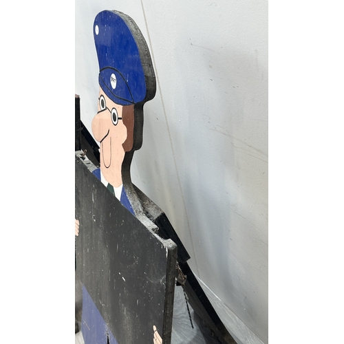 156 - Two painted wooden folding chalkboard signs, one Postman Pat and one other - largest approx. 114cm h... 