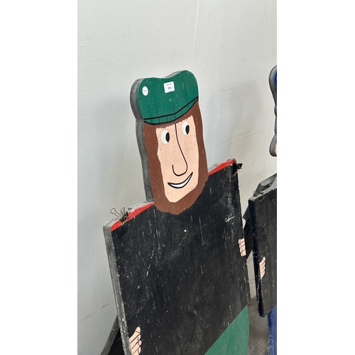 156 - Two painted wooden folding chalkboard signs, one Postman Pat and one other - largest approx. 114cm h... 