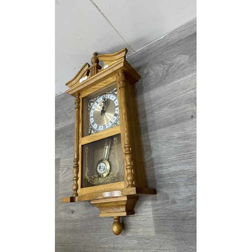 166 - Two items, one late 19th/early 20th century carved mahogany cased aneroid barometer and one late 20t... 