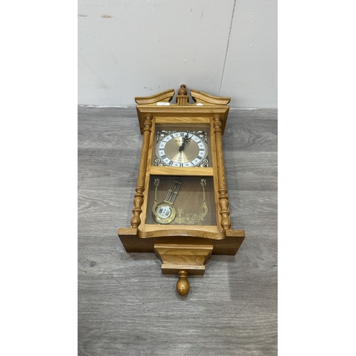 166 - Two items, one late 19th/early 20th century carved mahogany cased aneroid barometer and one late 20t... 