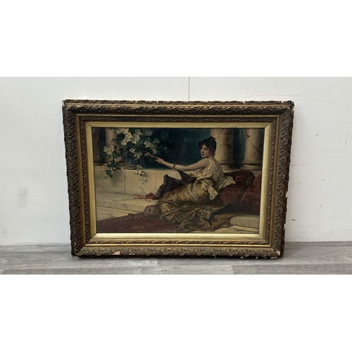 172 - A late 19th/early 20th century gilt framed Konrad Kiesel (1846-1921) 'The Mandolin Player' print - a... 