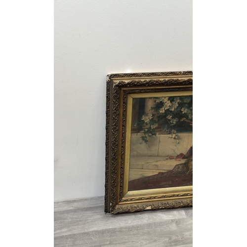 172 - A late 19th/early 20th century gilt framed Konrad Kiesel (1846-1921) 'The Mandolin Player' print - a... 