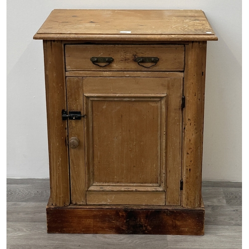 174 - A late 19th century pine side cabinet - approx. 83cm high x 64cm wide x 39.5cm deep