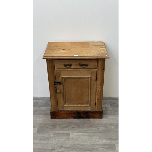 174 - A late 19th century pine side cabinet - approx. 83cm high x 64cm wide x 39.5cm deep