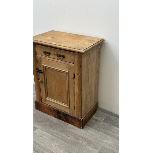 174 - A late 19th century pine side cabinet - approx. 83cm high x 64cm wide x 39.5cm deep
