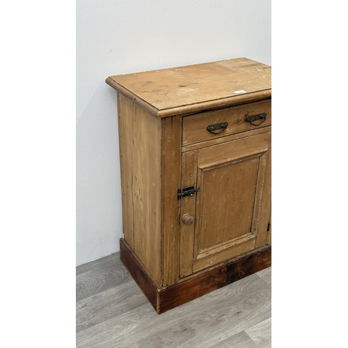 174 - A late 19th century pine side cabinet - approx. 83cm high x 64cm wide x 39.5cm deep