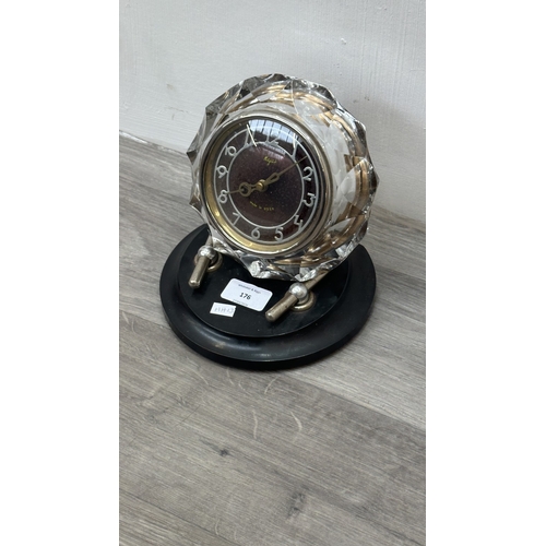 176 - A mid 20th century USSR Majak crystal and Bakelite desk clock - approx. 18cm high x 18cm wide