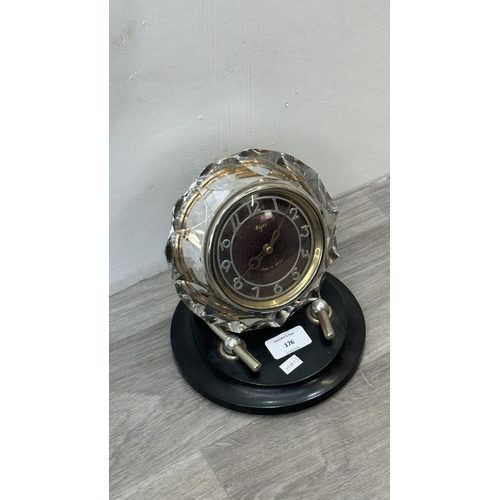 176 - A mid 20th century USSR Majak crystal and Bakelite desk clock - approx. 18cm high x 18cm wide