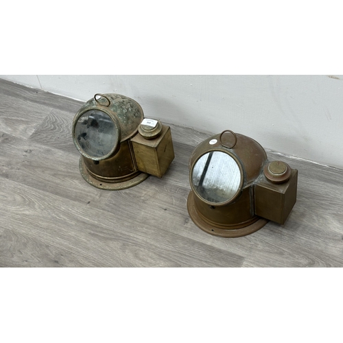 213 - Two early/mid 20th century Sestrel brass cased ship's binnacle compasses - approx. 24cm high