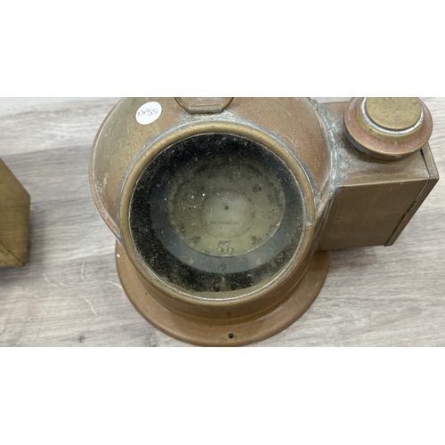 213 - Two early/mid 20th century Sestrel brass cased ship's binnacle compasses - approx. 24cm high