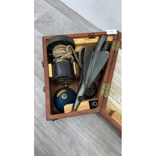 214 - A wooden cased Thomas Walker & Son Excelsior IV Patent ship's log - case approx. 12cm high x 28cm wi... 