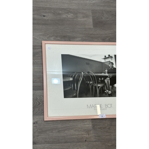 220 - Two 1980s pink lacquered framed black and white prints, one Marrie Bot 'The Restaurant' - approx. 48... 