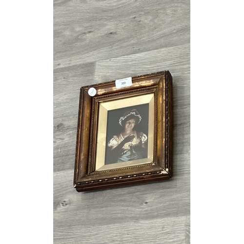 222 - A late 19th/early 20th century gilt framed portrait oil painting, after Georg Hom (1838-1911) titled... 
