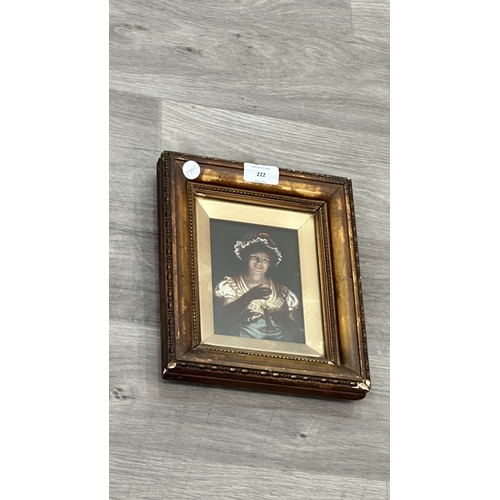 222 - A late 19th/early 20th century gilt framed portrait oil painting, after Georg Hom (1838-1911) titled... 