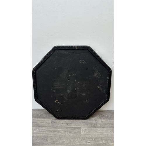 233 - A Brutalist Paul Kingma Tableaux series brass and copper inlaid slate octagonal table top - approx. ... 