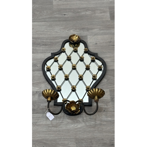 234 - Two metal framed wall mirrors with floral decoration, one white painted - approx. 75cm high x 54cm w... 