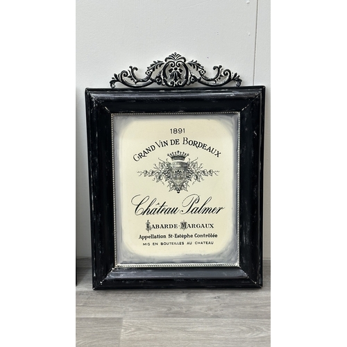 237 - Two 19th century style French painted metal signs - approx. 75cm high x 56cm wide