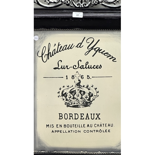 237 - Two 19th century style French painted metal signs - approx. 75cm high x 56cm wide