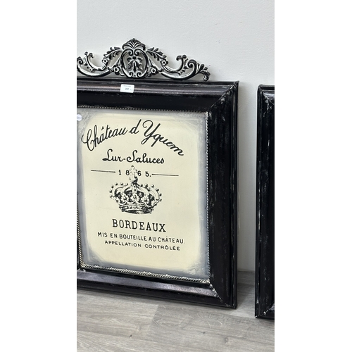 237 - Two 19th century style French painted metal signs - approx. 75cm high x 56cm wide