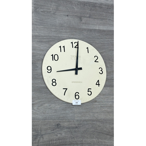238 - A mid/late 20th century Thomas Kent Greenwich battery operated circular wall clock - approx. 30cm di... 