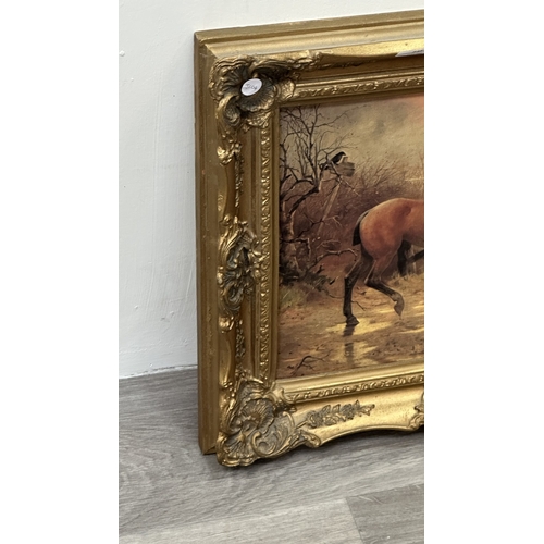 242 - A 19th century style gilt framed Charles Spencelayh (1865-1958) textured print - approx. 44cm high x... 