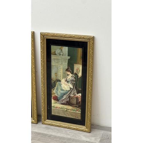 243 - Two late 19th/early 20th century gilt framed Eva Hollyer prints depicting mother and child - approx.... 