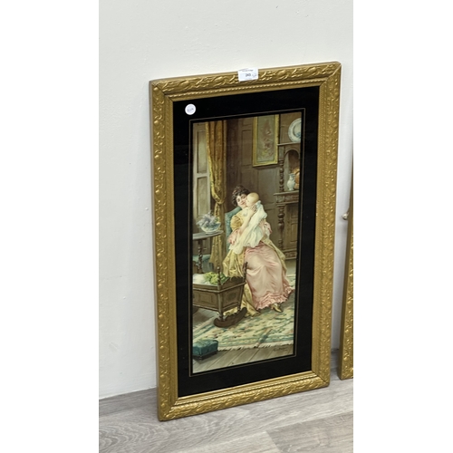 243 - Two late 19th/early 20th century gilt framed Eva Hollyer prints depicting mother and child - approx.... 
