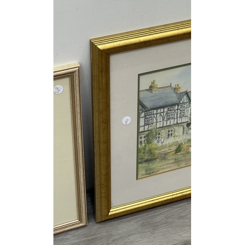 245 - Two framed watercolours, one Wym Hyde 'Yew Tree Farm' and one Michael Hoyles - largest approx. 47cm ... 