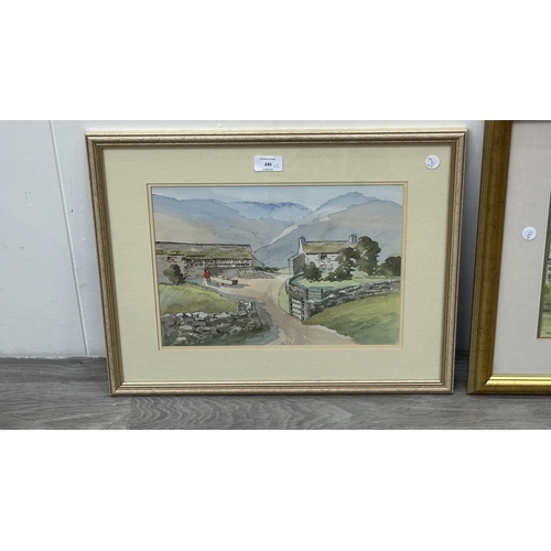 245 - Two framed watercolours, one Wym Hyde 'Yew Tree Farm' and one Michael Hoyles - largest approx. 47cm ... 