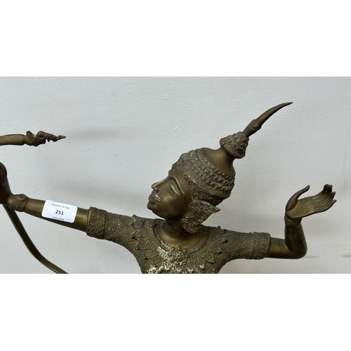251 - A Thai bronze sculpture of Prince Rama on wooden plinth - approx. 65cm high