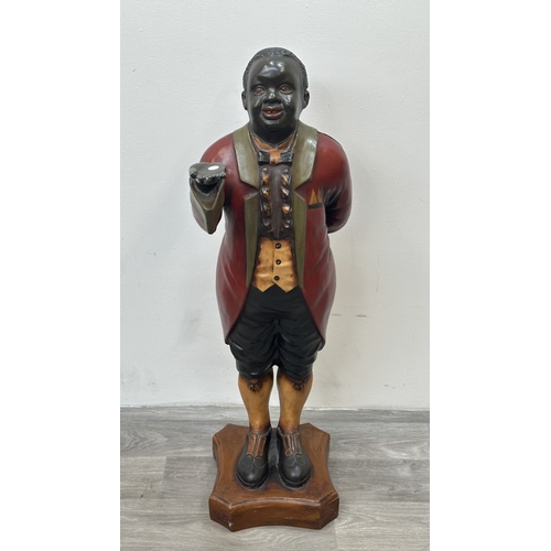 260 - A hand painted fibreglass statue of a butler - approx. 100cm high