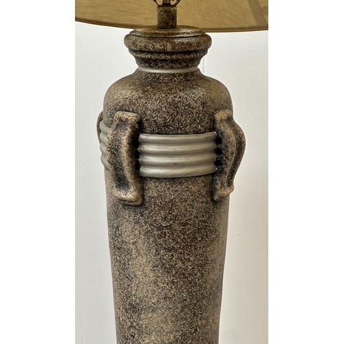 262 - A stone effect plaster urn shaped standard lamp with shade - approx. 153cm high