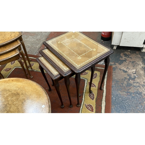 263 - Three pieces of furniture, one Georgian style walnut circular coffee table on ball and claw supports... 